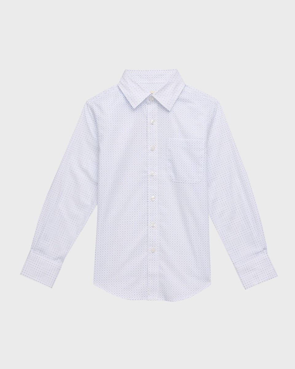 Boy's Polka Dot Button Down Shirt, Size 2-14